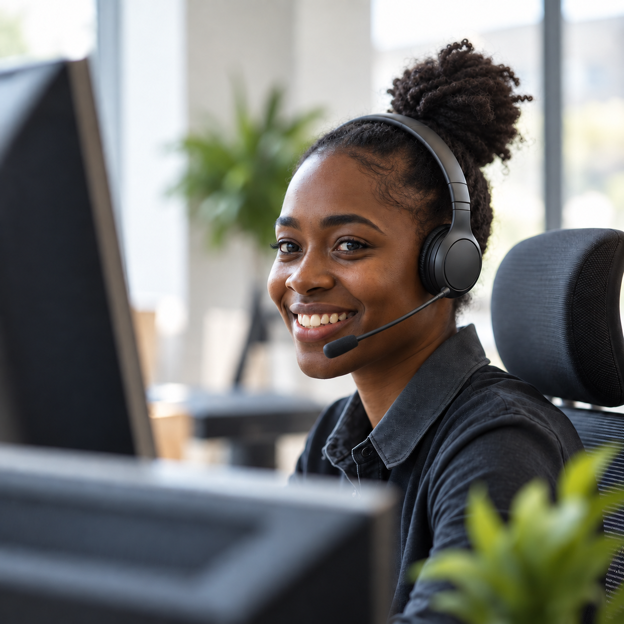 Customer support agent assisting a caller