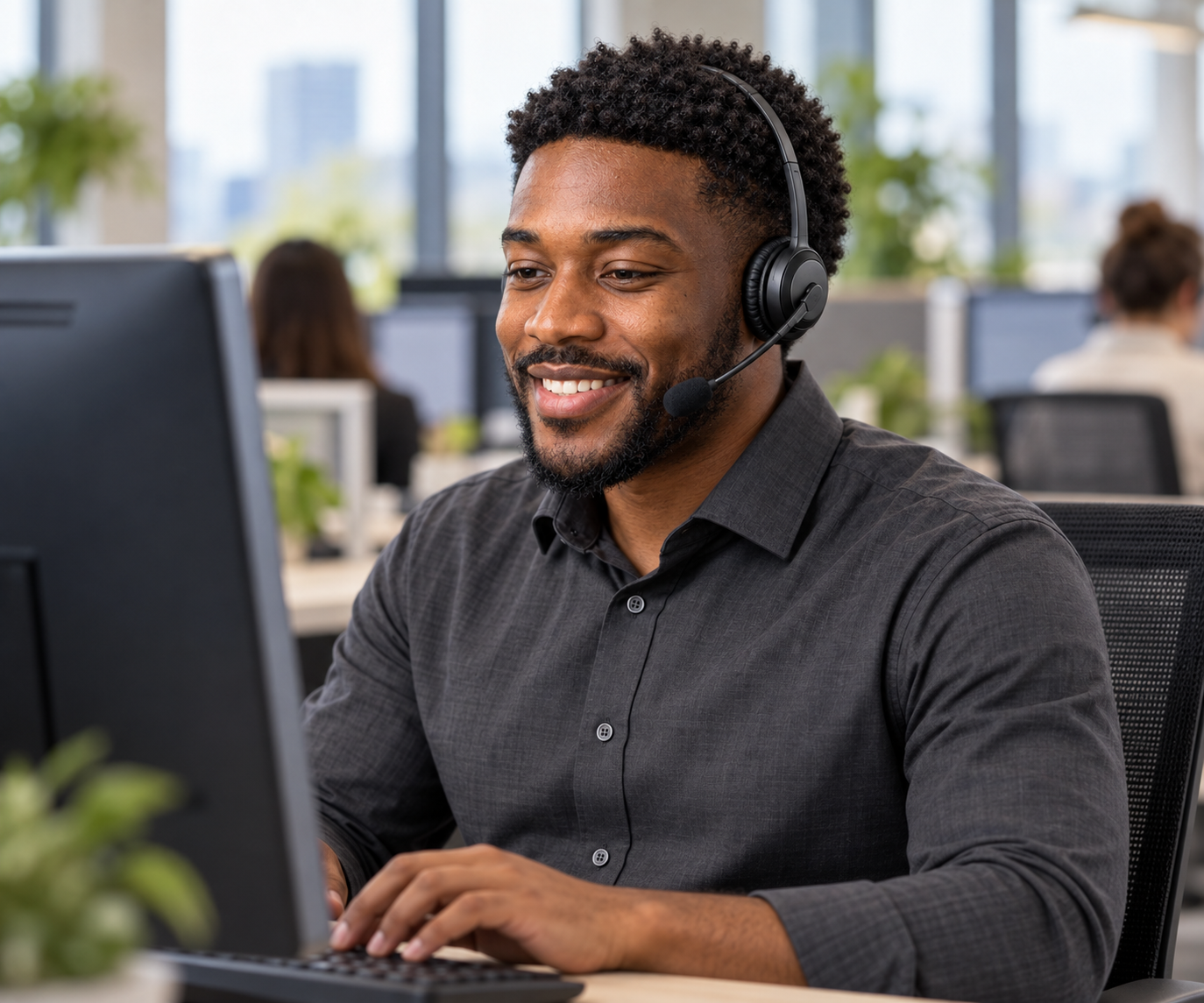 Remote agent working from a home office